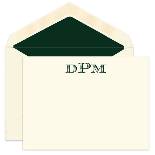 Upstanding Monogram Ecru Flat Note Cards - Raised Ink